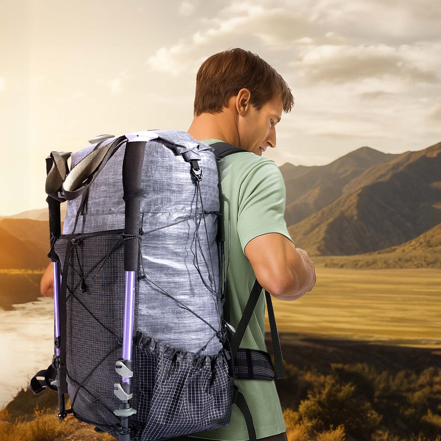 Ultralight Dyneema Backpack - Cuben Fiber Bag, Backpacking bag, DrawString Cord, Light Weight for Camping,Hiking,Travelling