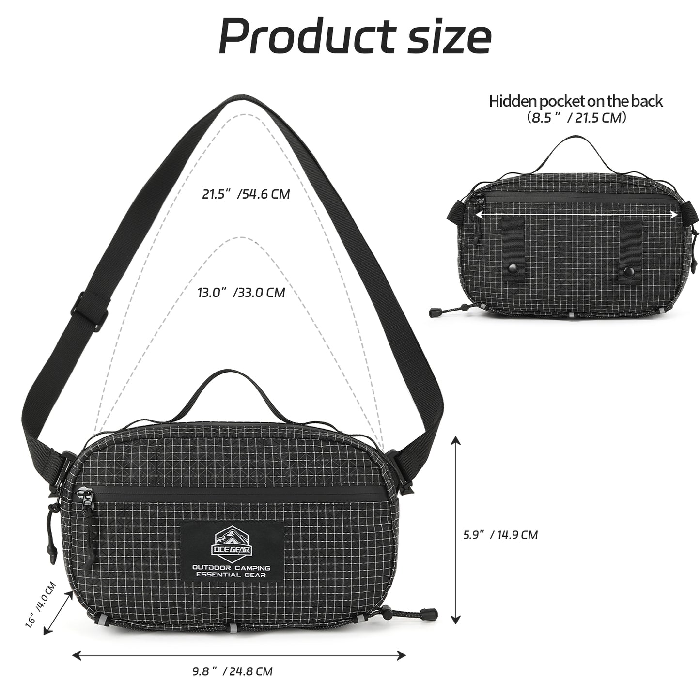 Fanny Pack Hiking Waist Packs Large Crossbody Bagwith Zipper Pockets Adjustable Strap Waist Bags Travel Hip Pack for Cycling Running for Women Men