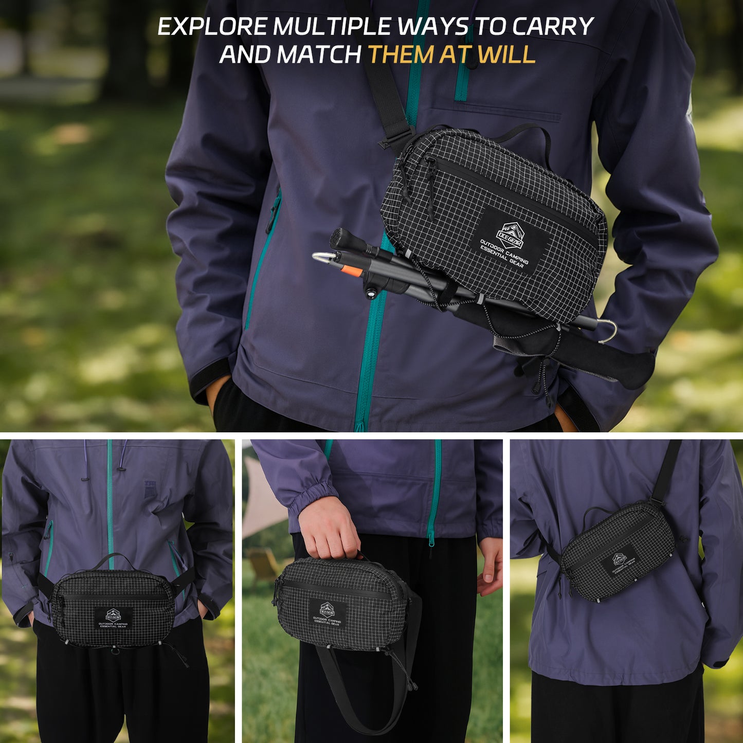 Fanny Pack Hiking Waist Packs Large Crossbody Bagwith Zipper Pockets Adjustable Strap Waist Bags Travel Hip Pack for Cycling Running for Women Men