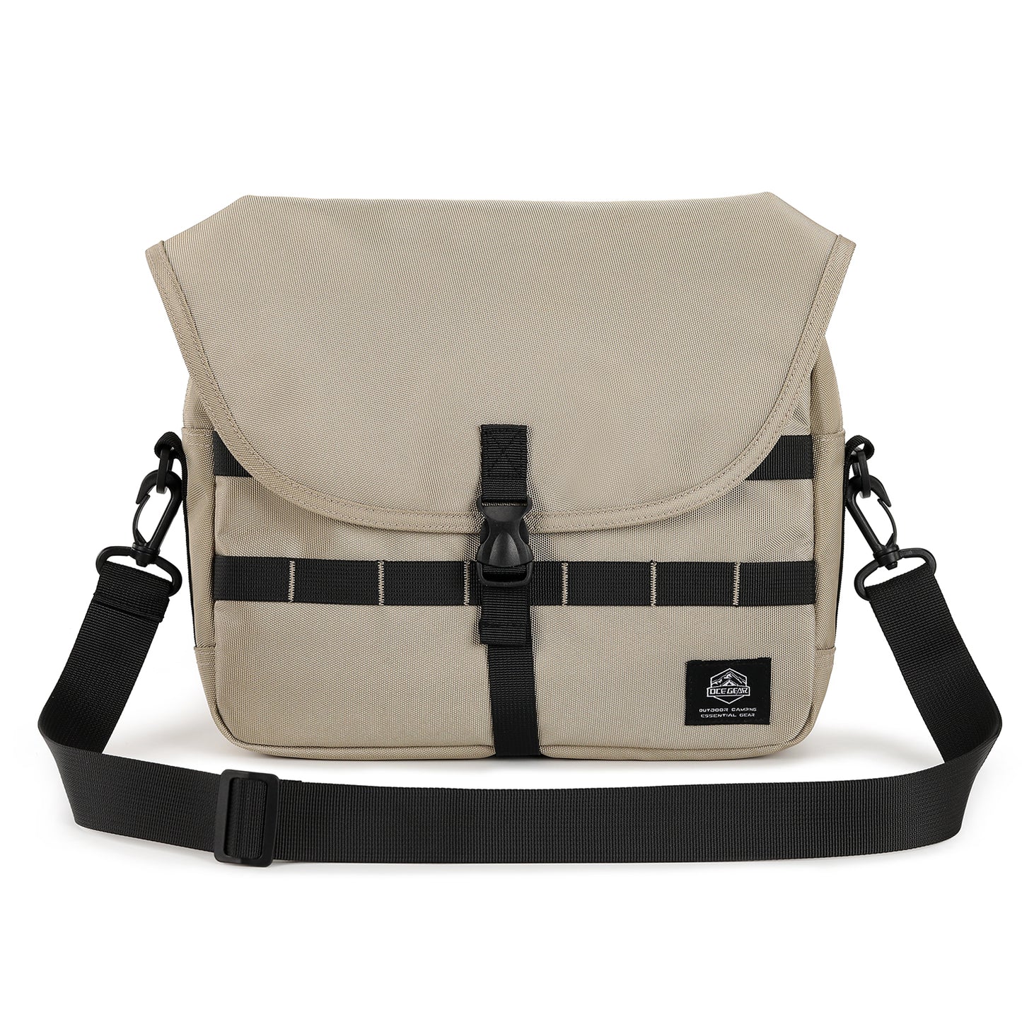 Messenger Bag with 14 Tactical Rings Adjustable Straps & Dual-Zipper Access Camping Crossbody Bag Ideal for Camping, Hiking, and Outdoor Adventures