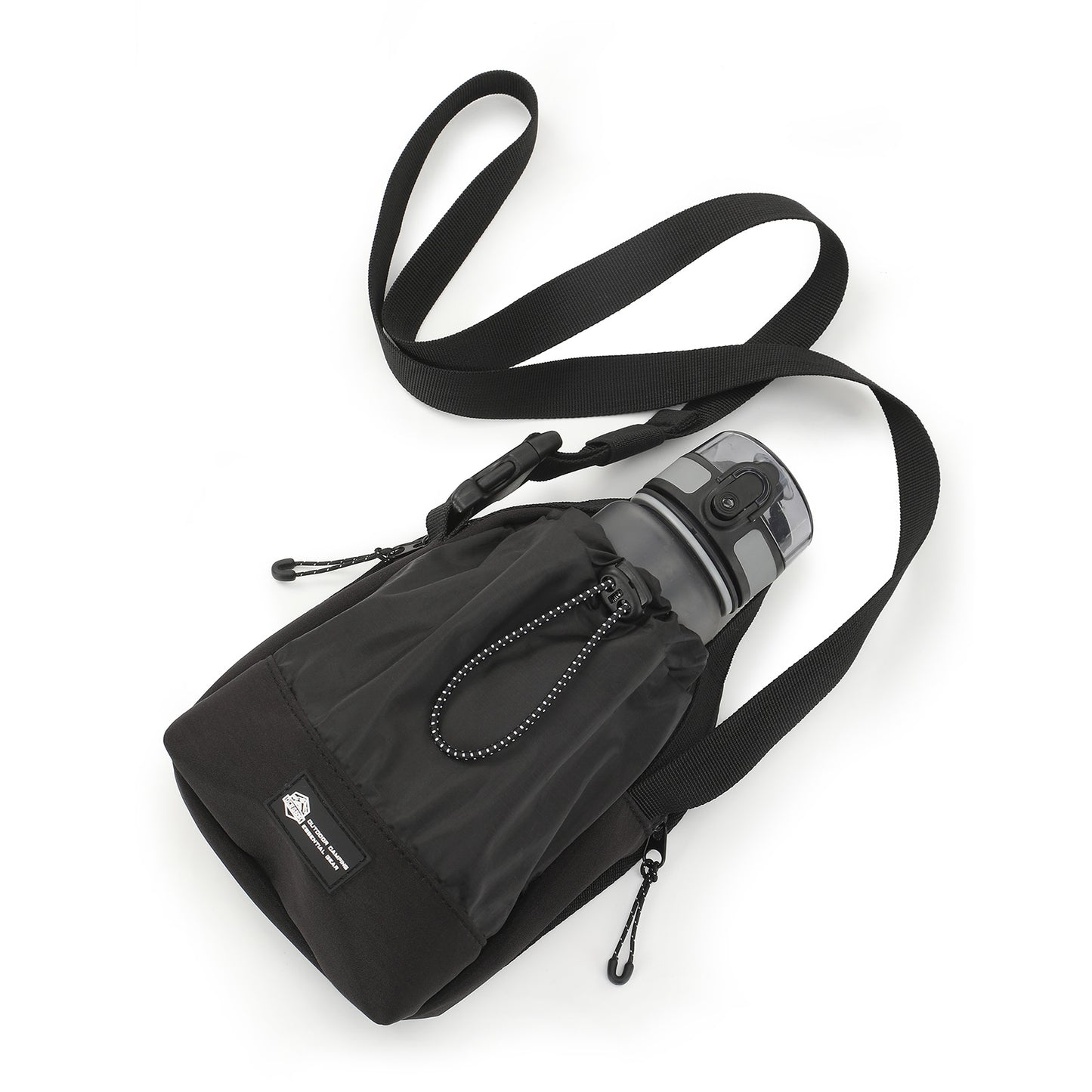 Water Bottle Bag with Strap, Hydration Crossbody Bag Waist Bag with Cell Phone Pocket, Pocket Water Bottle Carrier Bag, Suitable for Hiking,Travel (Bottle Not Included)