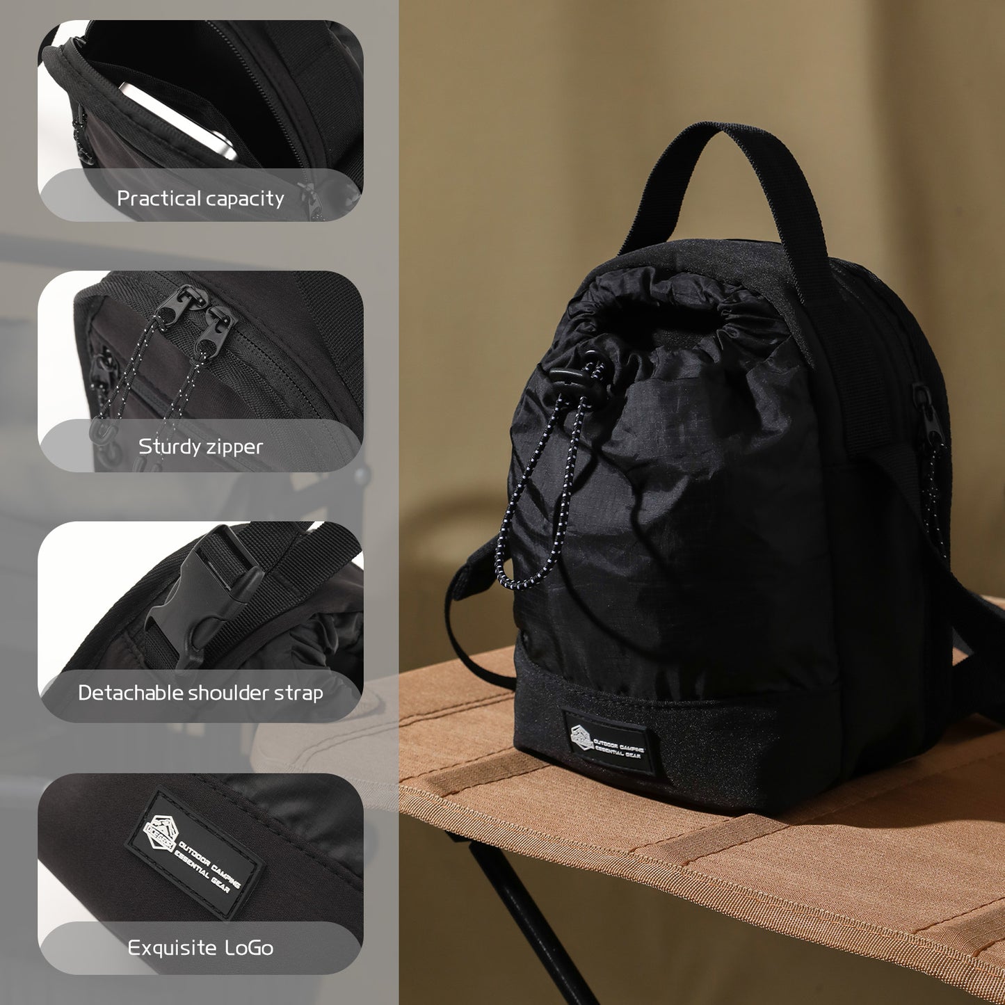 Water Bottle Bag with Strap, Hydration Crossbody Bag Waist Bag with Cell Phone Pocket, Pocket Water Bottle Carrier Bag, Suitable for Hiking,Travel (Bottle Not Included)