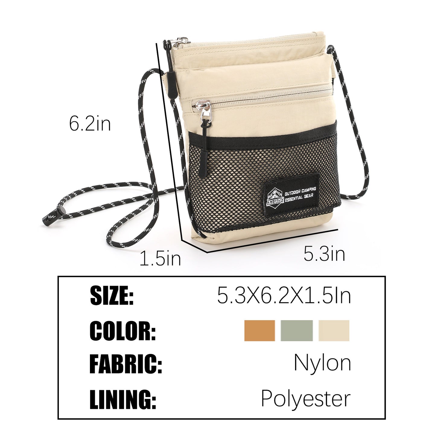 Crossbody Sling Bag for Women Men with Secure Elastic Strap - Smart Pocket Layout Shoulder Bag Urban Outdoor Travel