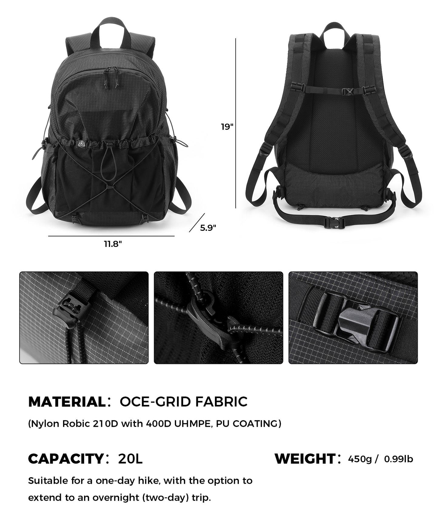 Lightweight Hiking Backpack, Camping Backpack 20L Small Backpacks Water Resistant Daypack for Women Men
