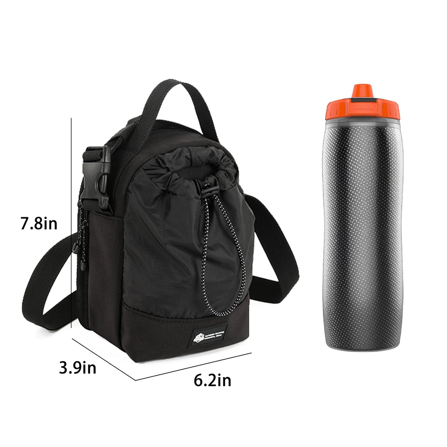Water Bottle Bag with Strap, Hydration Crossbody Bag Waist Bag with Cell Phone Pocket, Pocket Water Bottle Carrier Bag, Suitable for Hiking,Travel (Bottle Not Included)