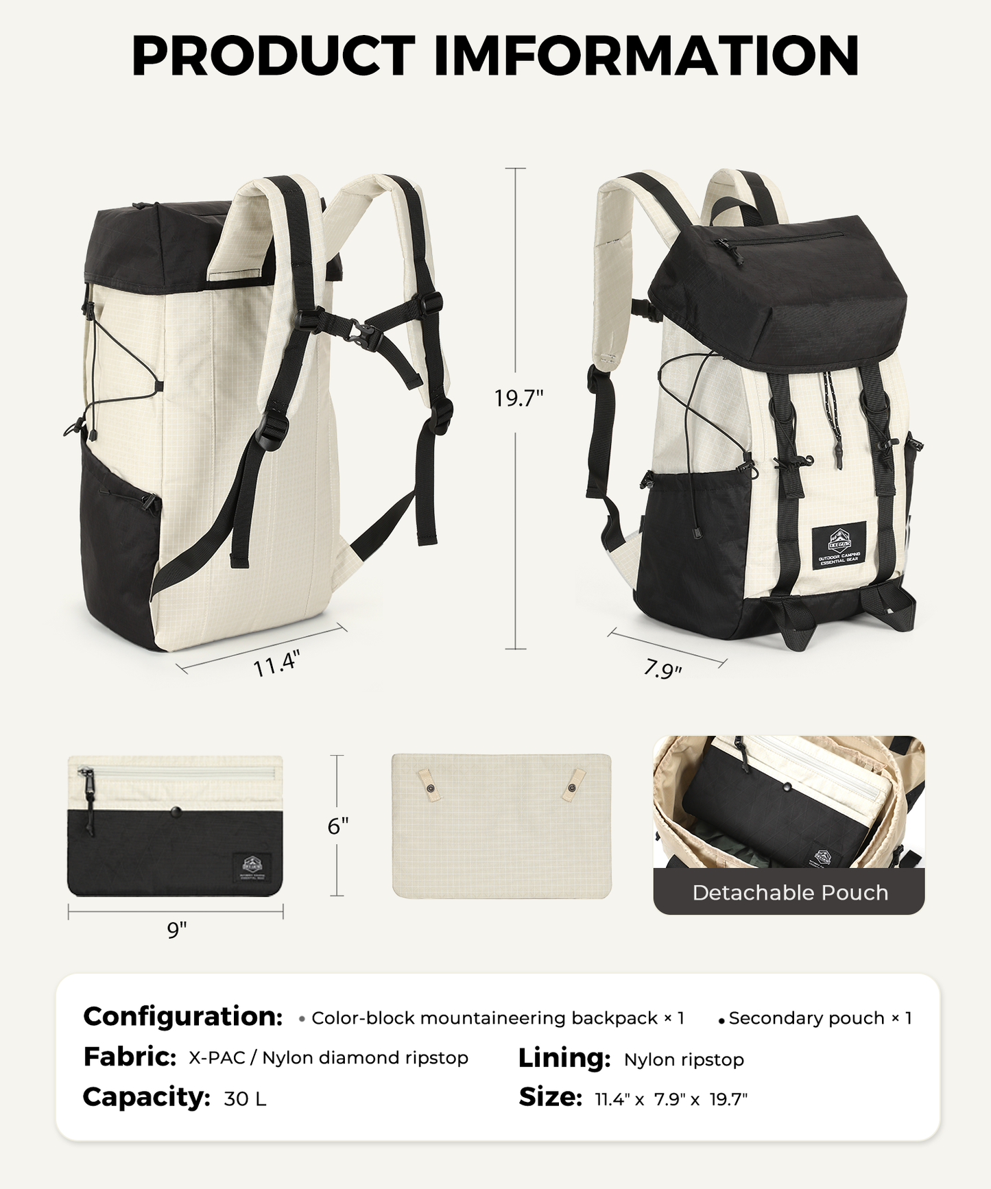 Hiking Backpack Waterproof Mountaineering Backpack with Rain Cover Outdoor Travel Camping Rucksack Lightweight Trekking Daypack for Men Women