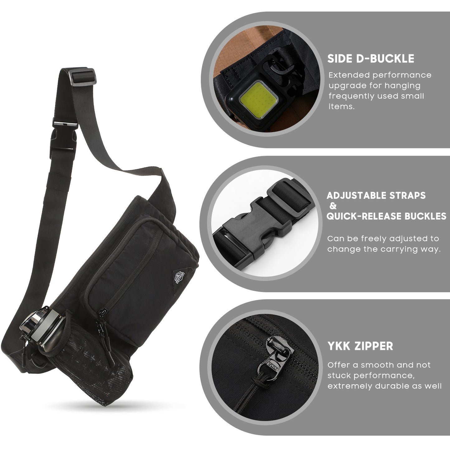 Fanny Pack with Water Bottle Holder for Men Women Hiking Waist Bag Running Waist Pack Waterproof for Outdoor Travel Cycling Climbing Walking Fit All Phones (Bottle Not Included)