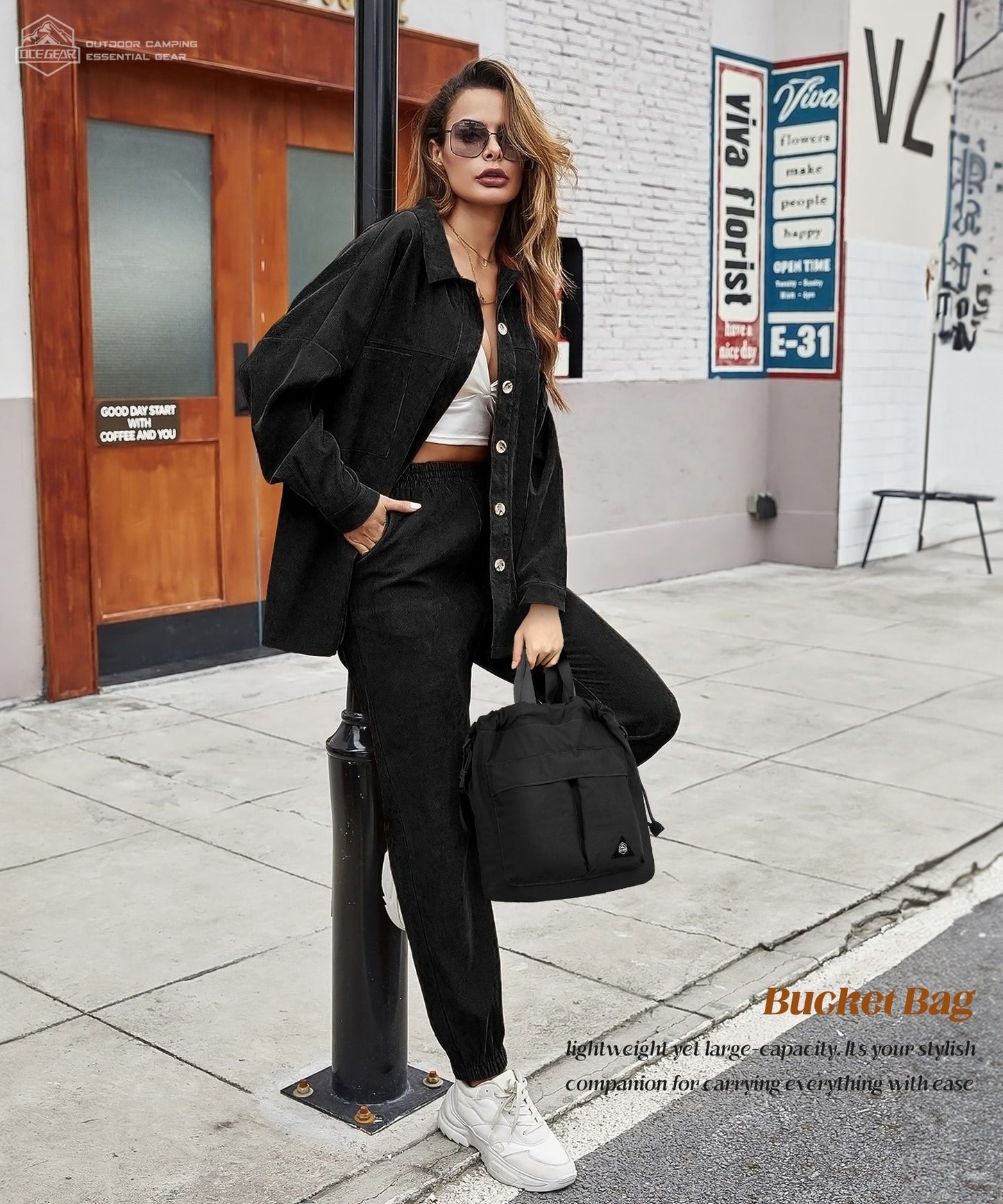 Bucket Bag for Women Super Lightweight Tote Handbag Nylon Crossbody Bag Drawstring Hobo for Travel Hiking Music Festival