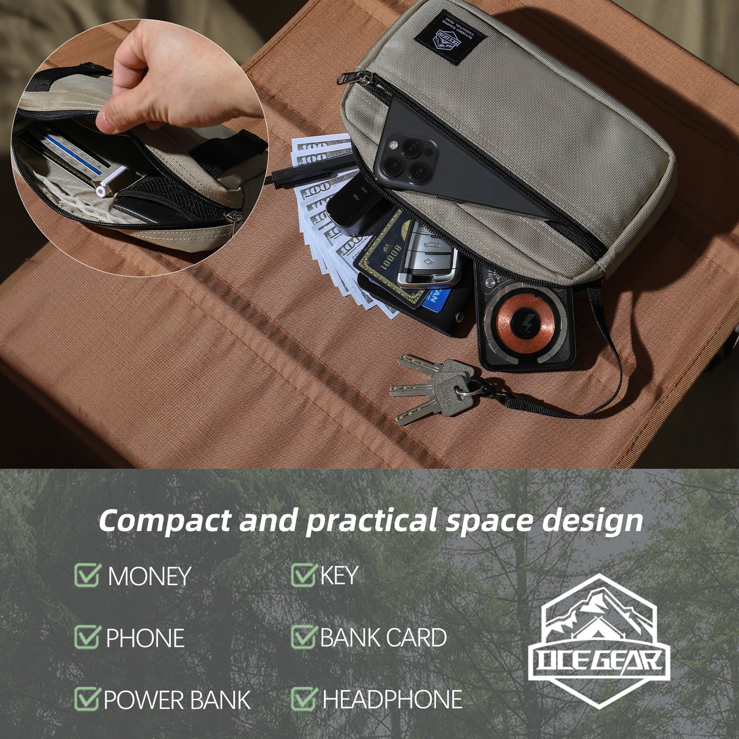 Outdoor Tactical Storage Bag - Durable Nylon, Versatile Hanging Design,Portable High Capacity Tactical Pouch for Camping, Hiking, Travel, Trunk Organizer
