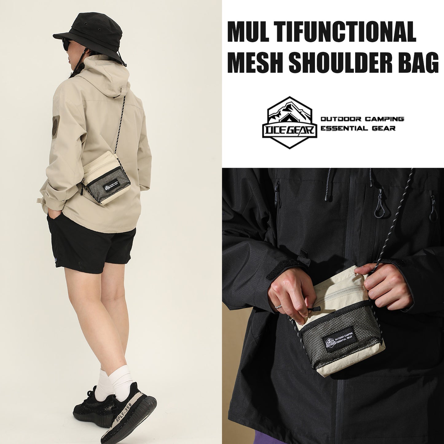 Crossbody Sling Bag for Women Men with Secure Elastic Strap - Smart Pocket Layout Shoulder Bag Urban Outdoor Travel