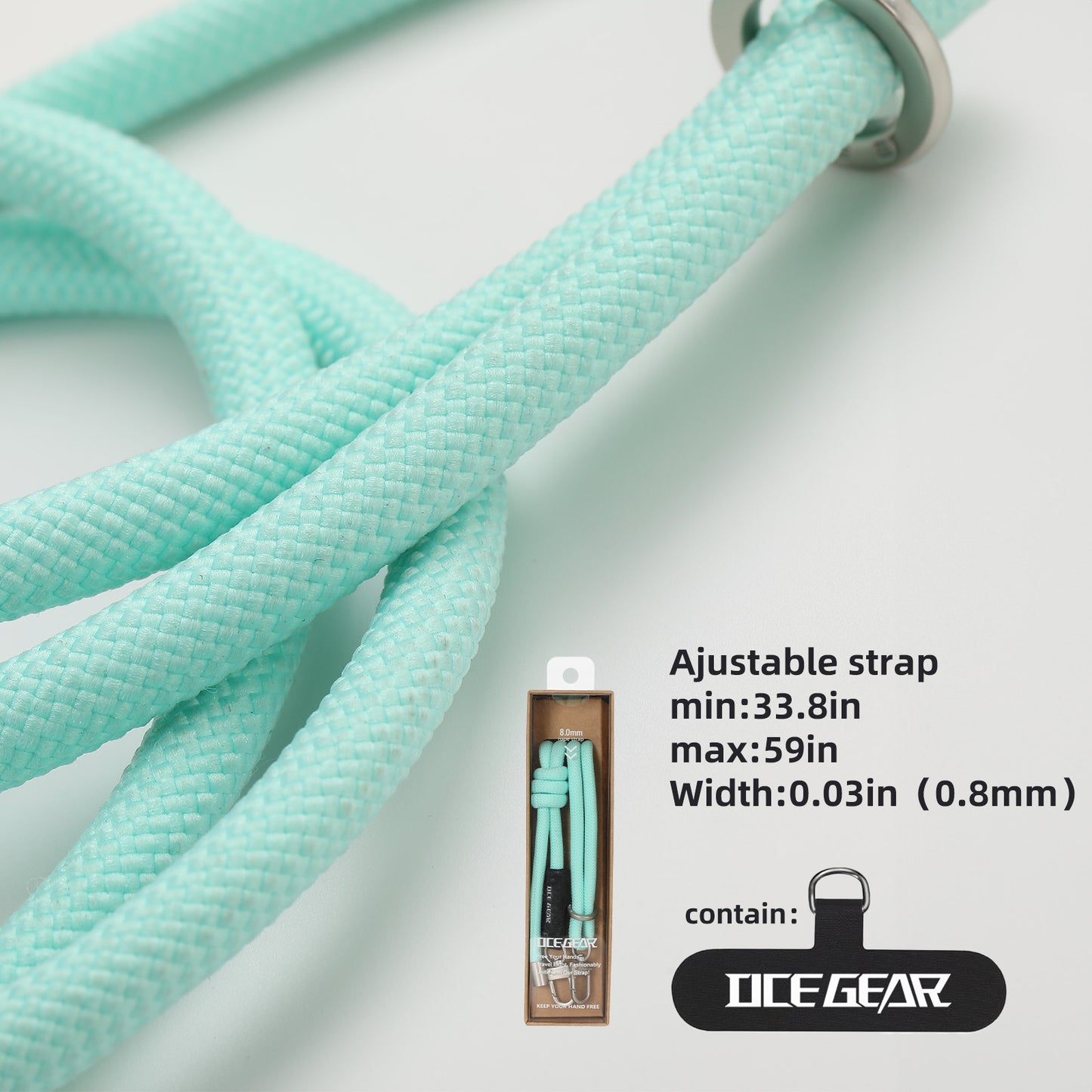 OCE GEAR Phone Lanyard Crossbody Phone Lanyard Multifuctional Patch Lanyards Compatible Most Smartphones Nylon Rope Buckle Green