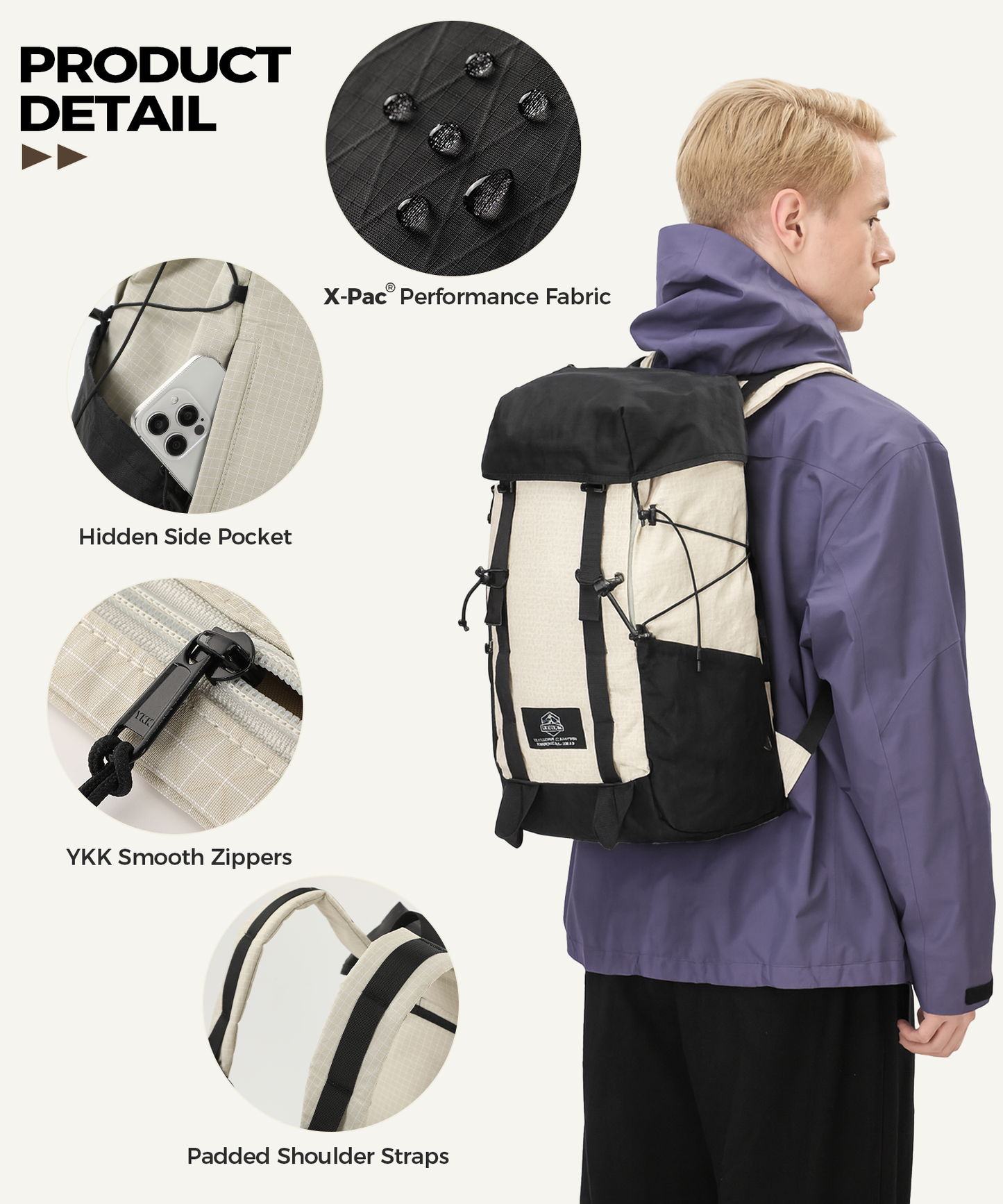 Hiking Backpack Waterproof Mountaineering Backpack with Rain Cover Outdoor Travel Camping Rucksack Lightweight Trekking Daypack for Men Women