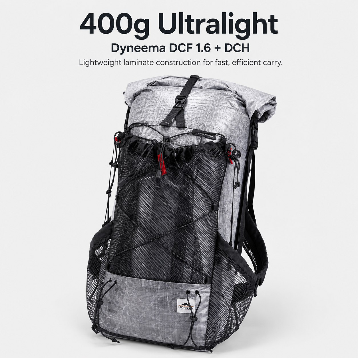 OCE GEAR 30L 35L Dyneema DCF1.6 DCH ultralight backpack side view
