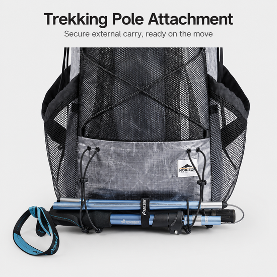 HN2501 ultralight backpack hydration opening and side mesh pocket detail