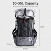 OCE GEAR 35L lightweight trekking backpack trekking pole carry detail