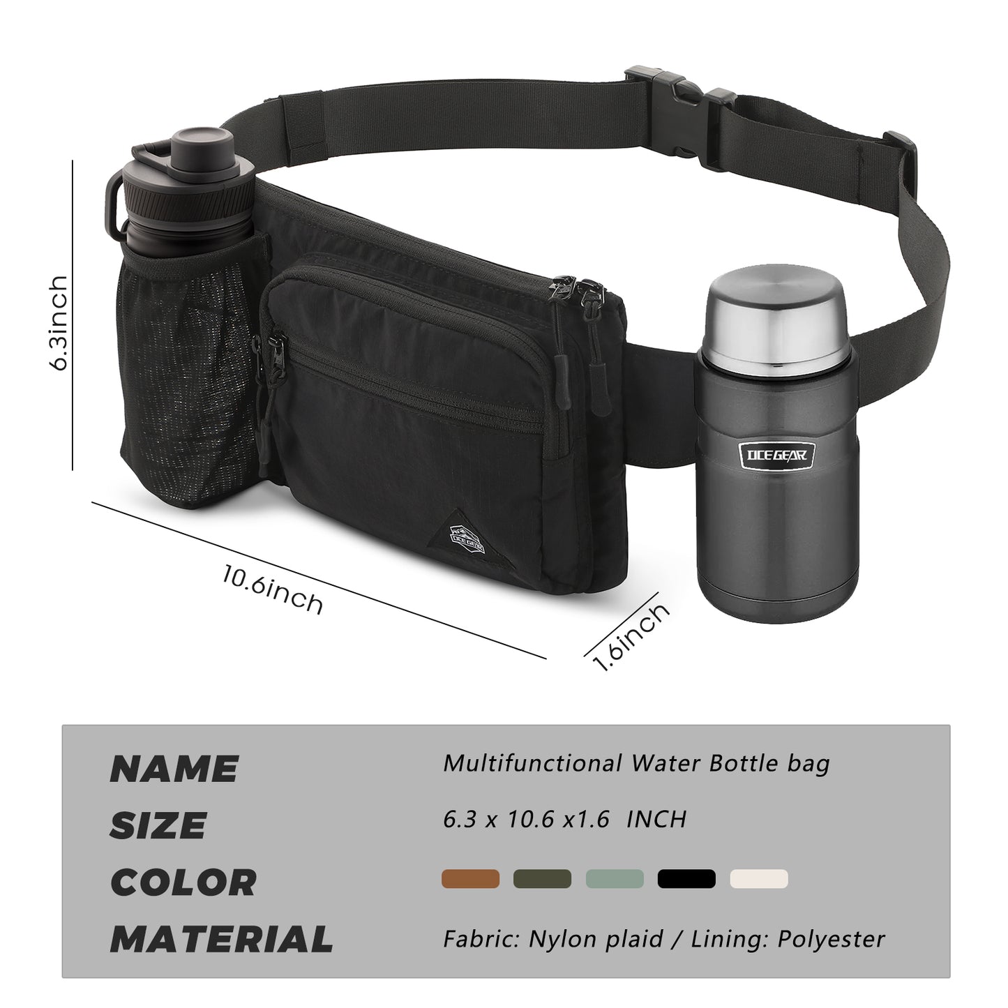 Fanny Pack with Water Bottle Holder for Men Women Hiking Waist Bag Running Waist Pack Waterproof for Outdoor Travel Cycling Climbing Walking Fit All Phones (Bottle Not Included)