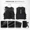 Airflow mesh stretch fabric edge binding and adjustment details on OCE GEAR vest