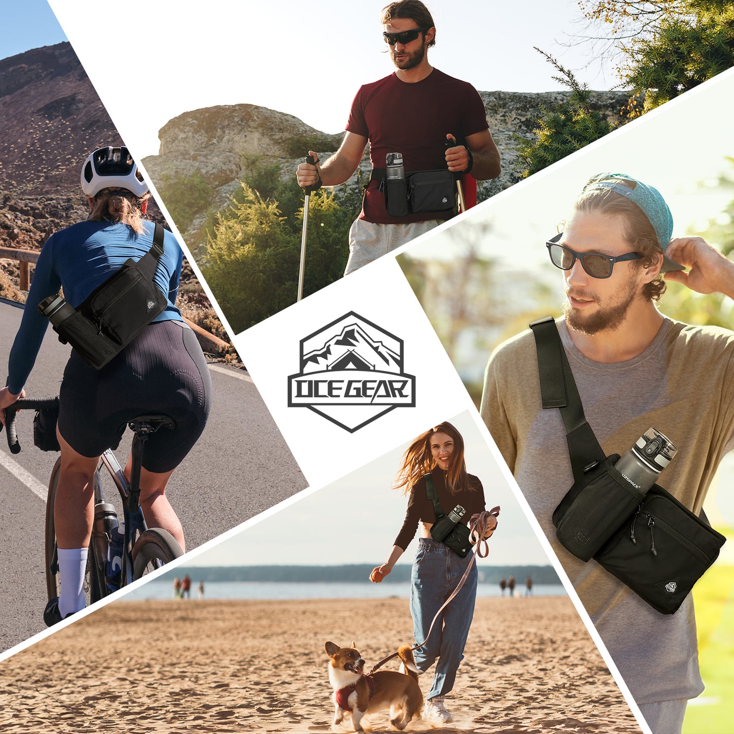 Fanny Pack with Water Bottle Holder for Men Women Hiking Waist Bag Running Waist Pack Waterproof for Outdoor Travel Cycling Climbing Walking Fit All Phones (Bottle Not Included)