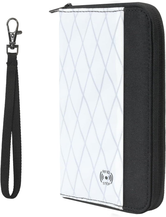Travel Passport Wallet - RFID Blocking Passport Holder Travel Document Organizer with Wrist Strap Lightweight Single Card Pouch Portable Credit Card Case for Women & Men