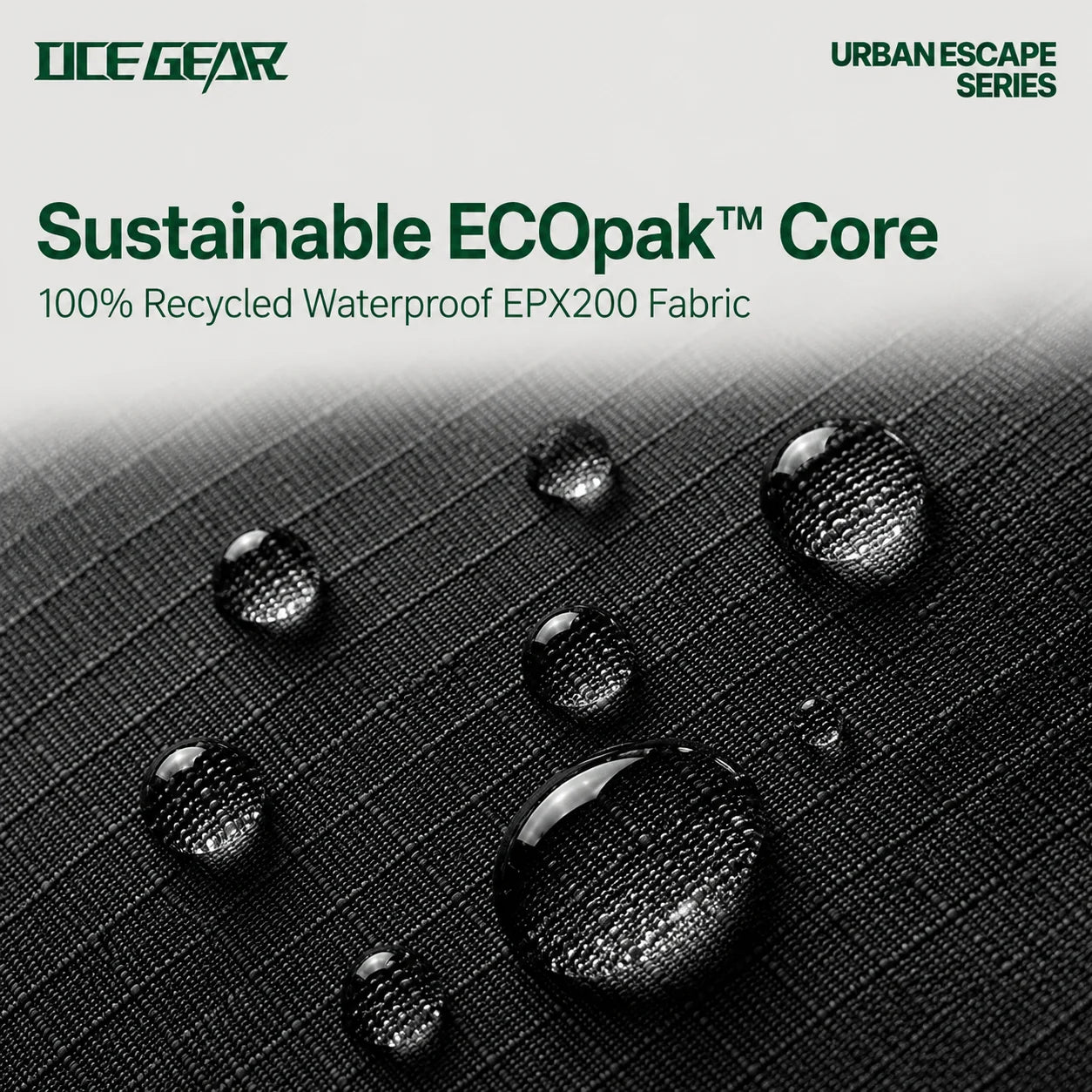 ECOPAK EPX200 waterproof recycled fabric used on OCE GEAR Cloud Shadow Half Moon Bag
