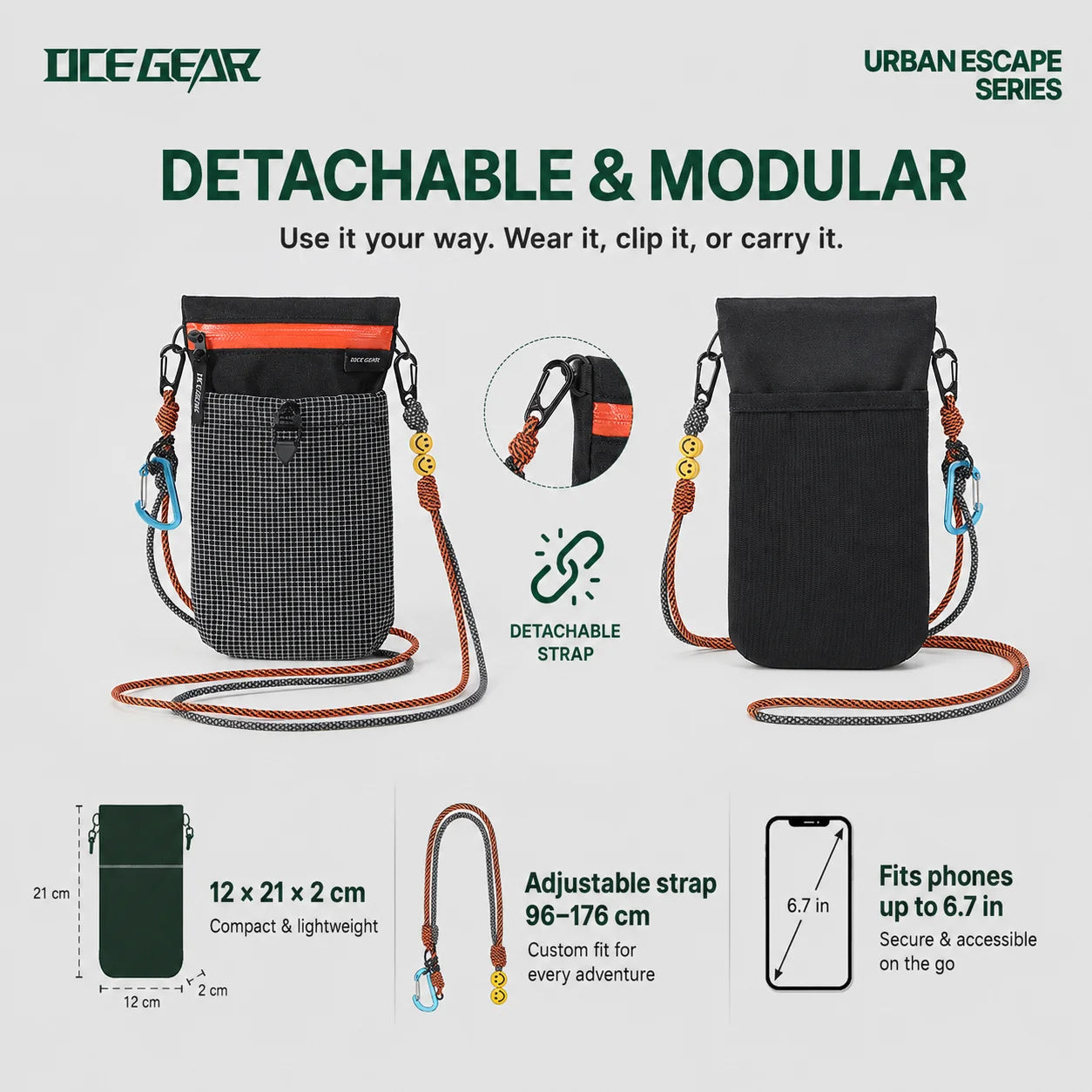 OCE GEAR lightweight phone pouch fits up to 6.7 inch phone