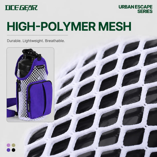 High-polymer mesh bottle holder for outdoor hydration