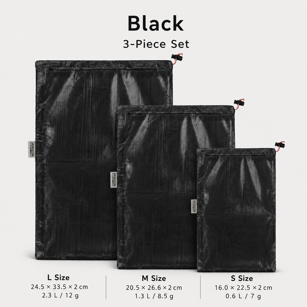Black Dyneema storage bag 3-piece set