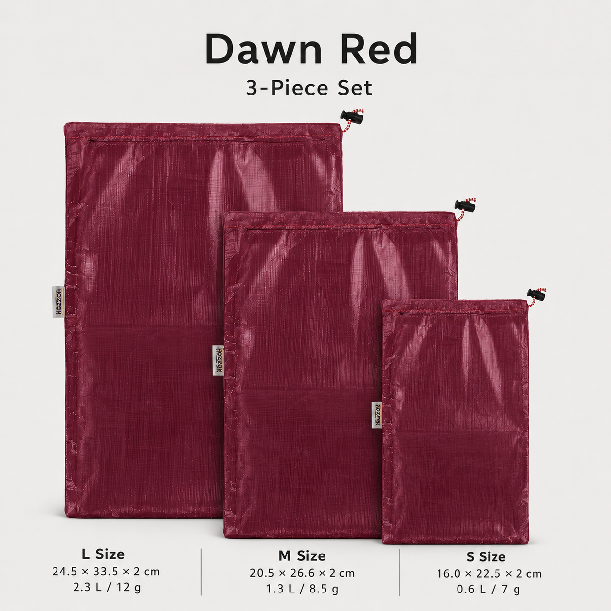 Dawn Red Dyneema storage bag 3-piece set