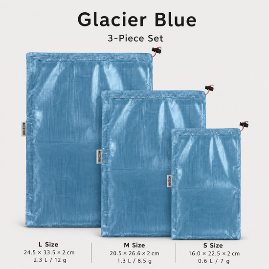 Glacier Blue Dyneema storage bag 3-piece set