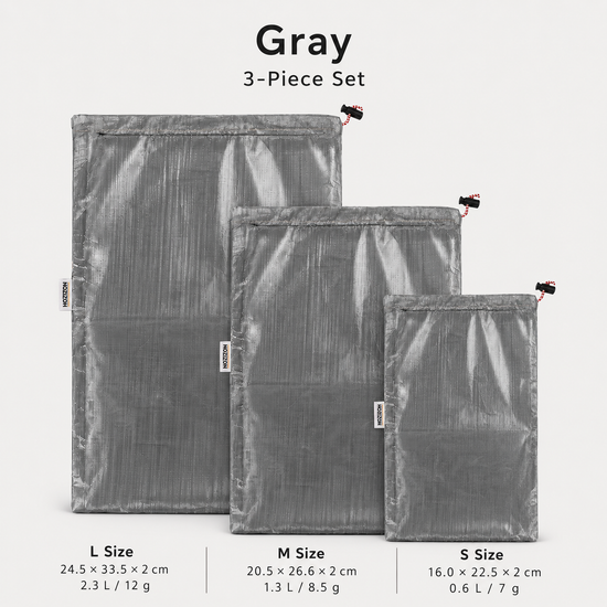 Gray Dyneema storage bag 3-piece set