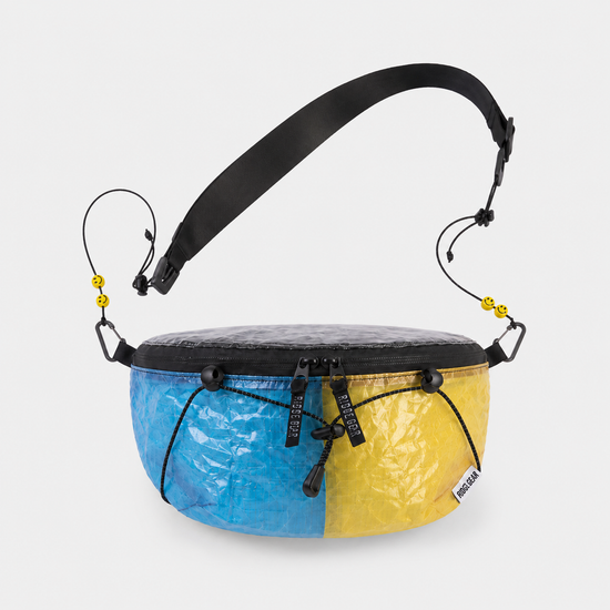 Blue Yellow Black Dyneema DCF 1.6 ultralight sling bag