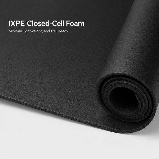 Black rollable IXPE closed cell foam pad matte texture detail