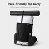 Backpack with rolled IXPE foam pad attached on top