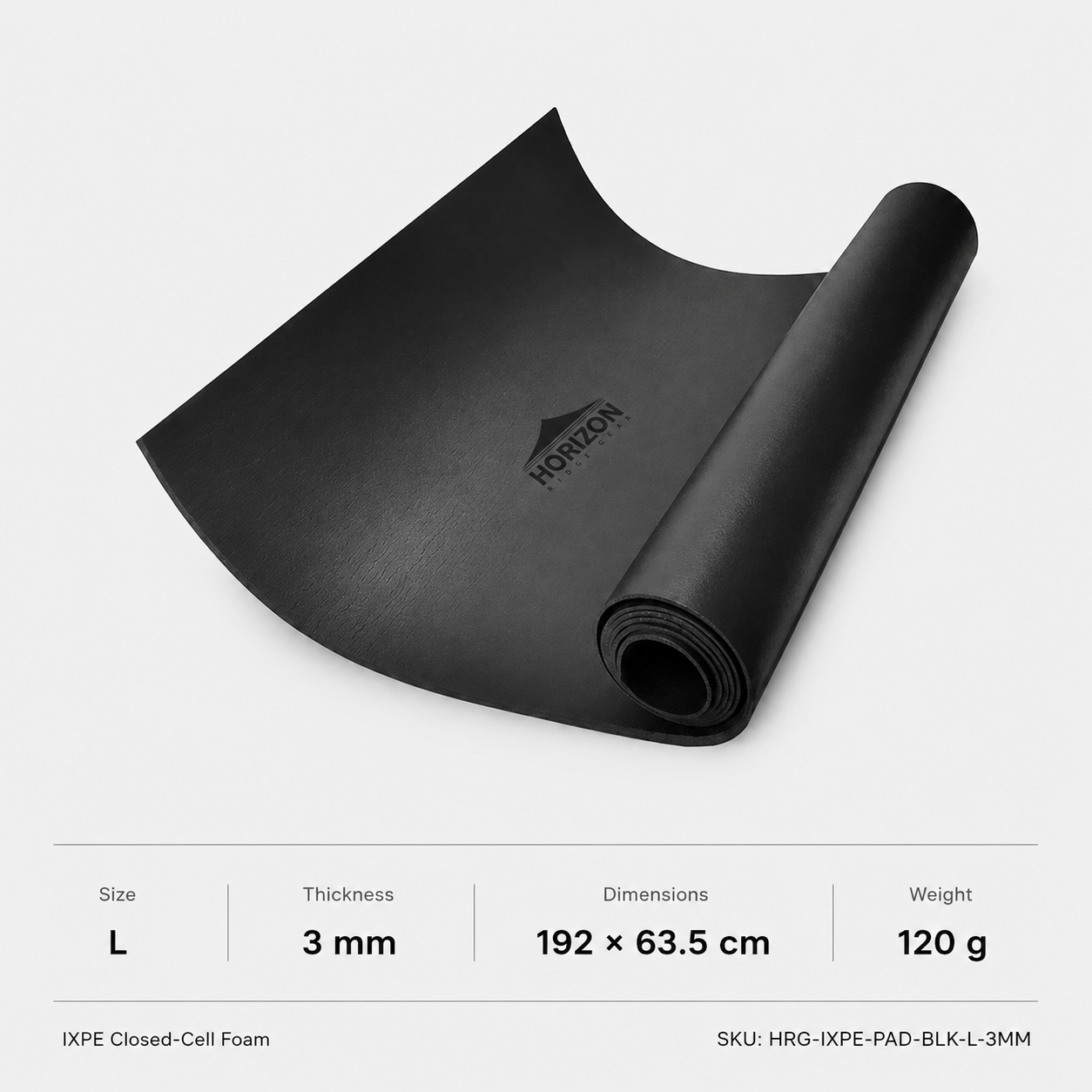 Black IXPE closed cell foam ground pad size L 3 mm 192 x 63.5 cm 120 g