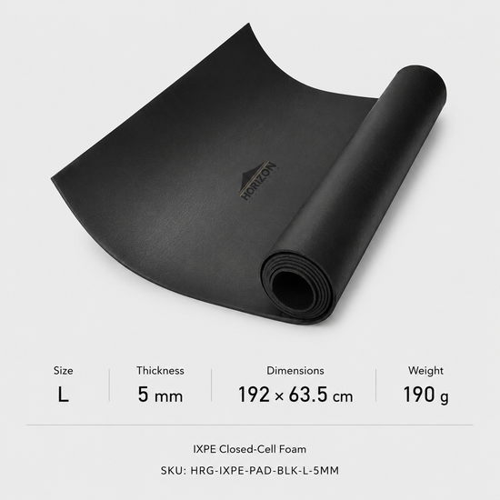 Black IXPE closed cell foam ground pad size L 5 mm 192 x 63.5 cm 190 g