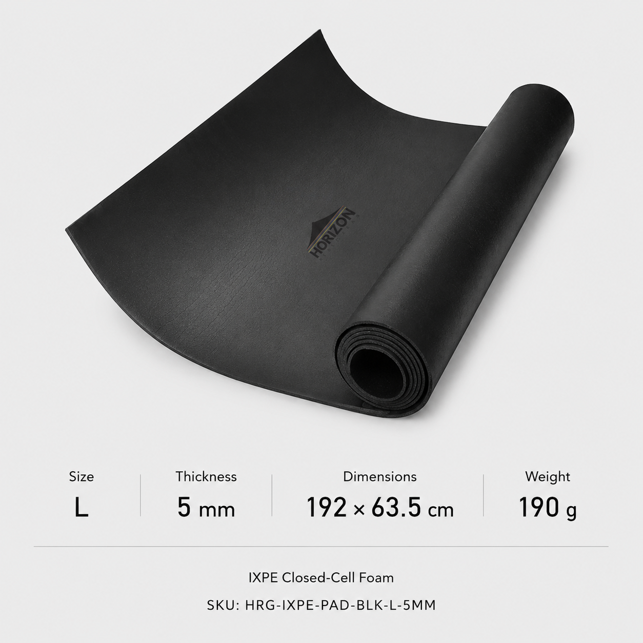 Black IXPE closed cell foam ground pad size L 5 mm 192 x 63.5 cm 190 g