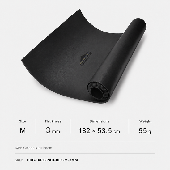 Black IXPE closed cell foam ground pad size M 3 mm 182 x 53.5 cm 95 g