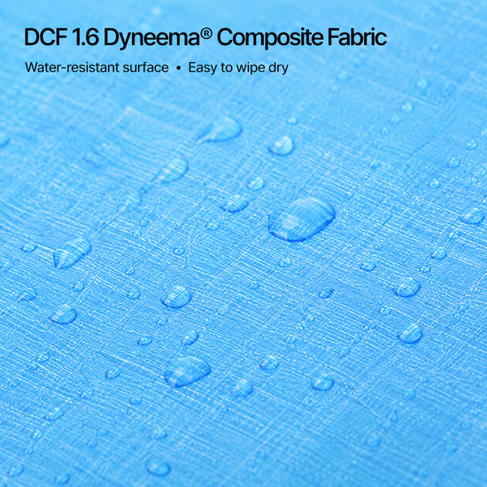 Dyneema DCF 1.6 fabric close up with water droplets