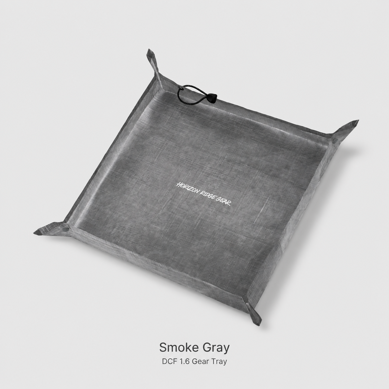 Gray Dyneema DCF 1.6 ultralight gear tray for tent vestibule storage