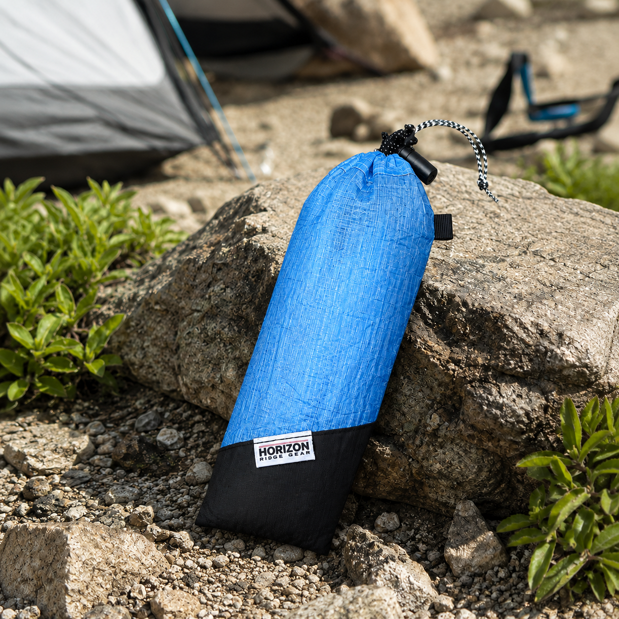 Four colorways of Horizon Ridge Gear Dyneema tent stake bag