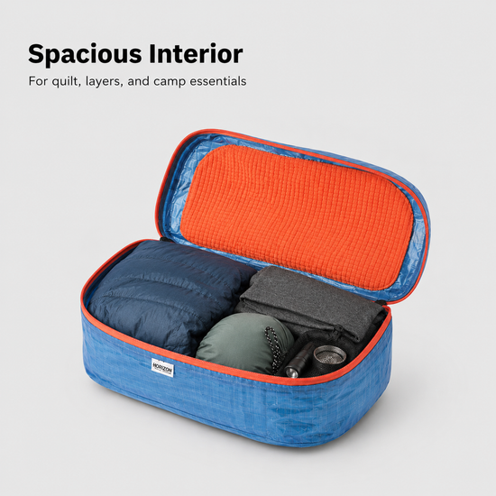 Soft fleece pillow surface on ultralight storage bag