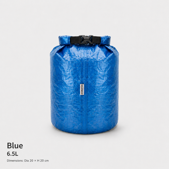 Blue 6.5L Dyneema DCF roll-top storage bag Dia 20 by H 20 cm