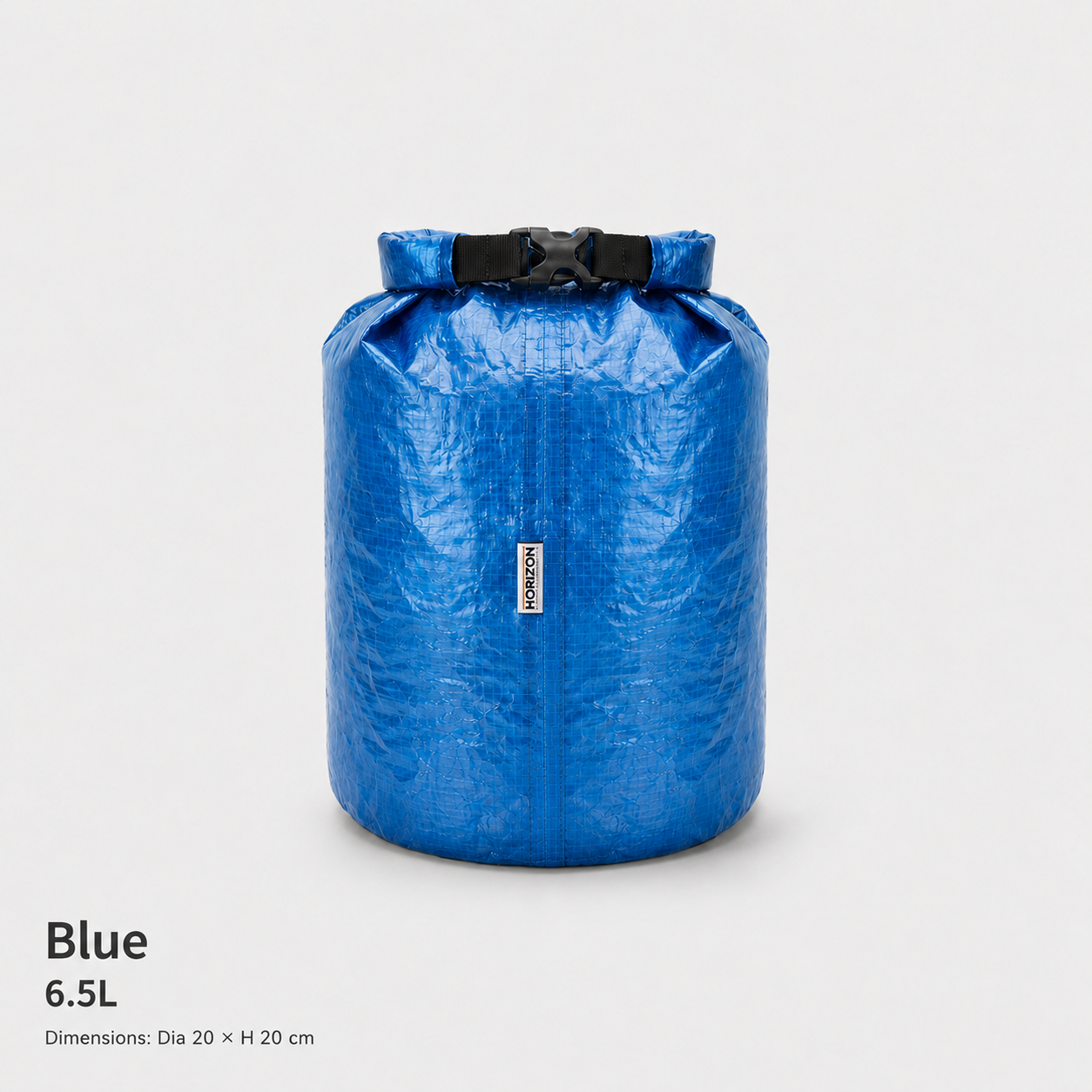 Blue 6.5L Dyneema DCF roll-top storage bag Dia 20 by H 20 cm
