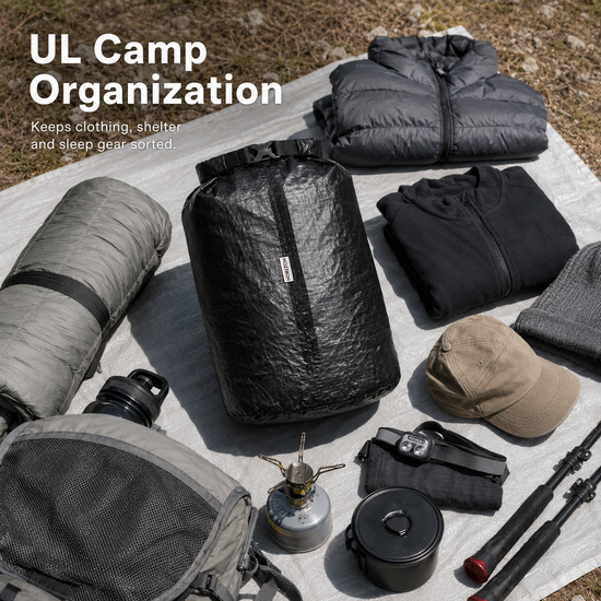 UL camp organization with Dyneema roll-top storage bag