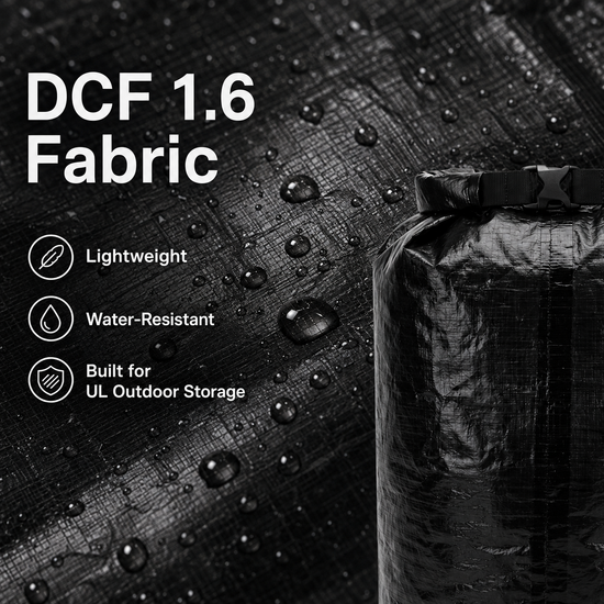 Water-resistant Dyneema DCF 1.6 fabric texture with droplets