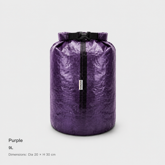Night Purple 9L Dyneema DCF roll-top storage bag Dia 20 by H 30 cm