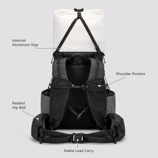 Internal aluminum stay support ultralight backpack back panel