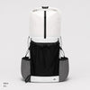 White Dyneema DCH 55L UL backpack with front mesh pocket