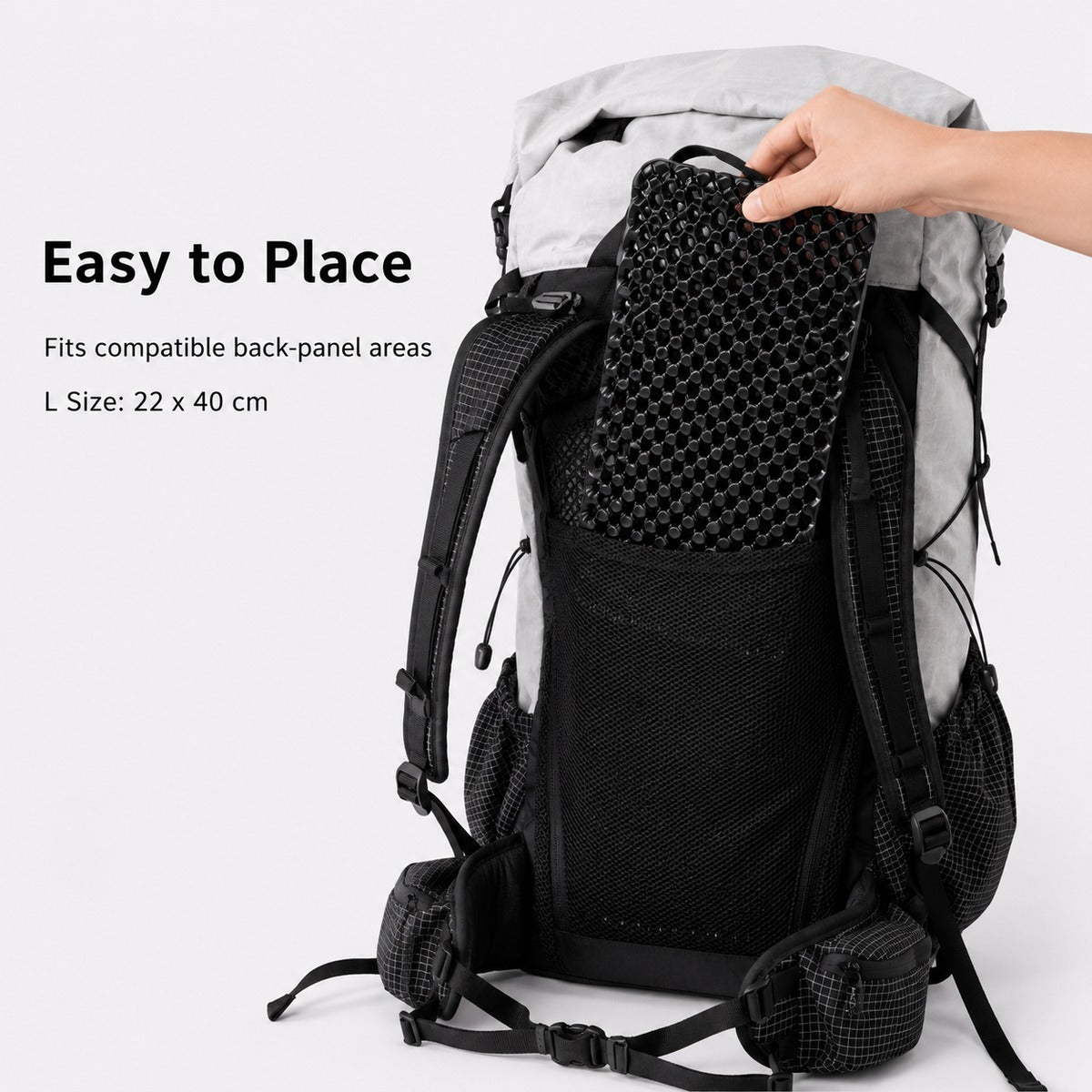 L size black 3D honeycomb backpack ventilation back panel install