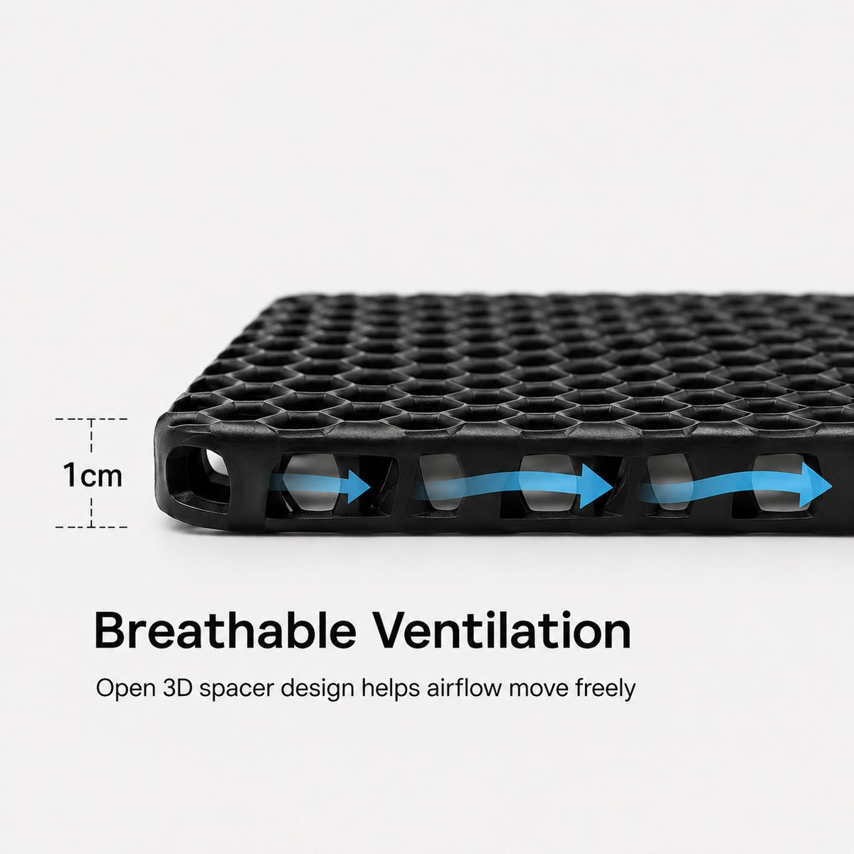 L size black 3D honeycomb backpack ventilation back panel ventilation